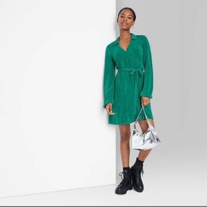 NWT Green Long Sleeve Wrap Dress Size Large